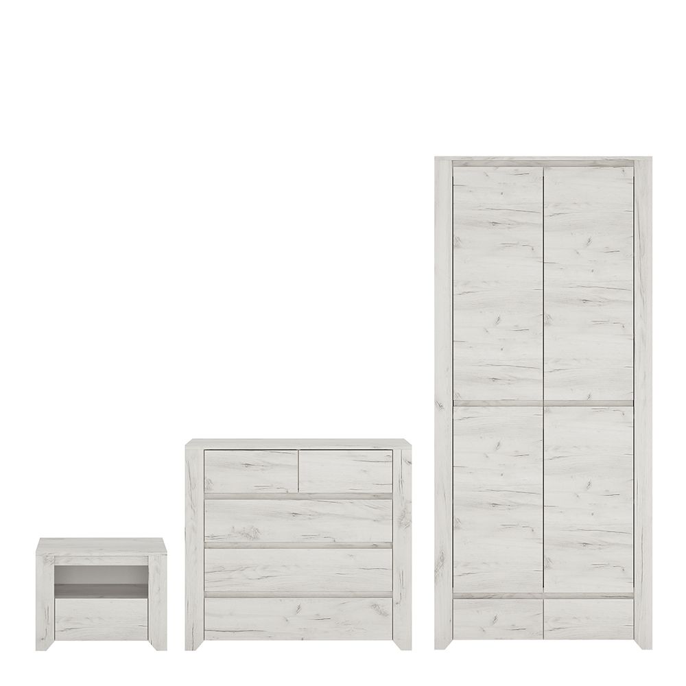 Angel 3-Piece Bedroom Set with 2-Door Wardrobe – White Oak – supplier image 1