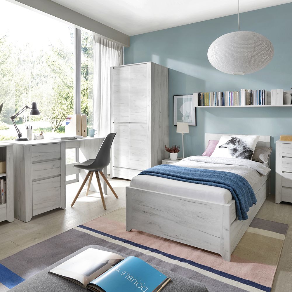 Angel 3-Piece Bedroom Set with 2-Door Wardrobe – White Oak – supplier image 10