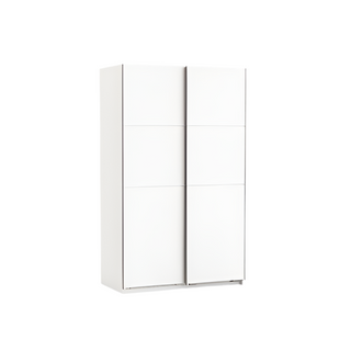 Rossett Wooden Sliding Wardrobe In Pearl White And Linen
