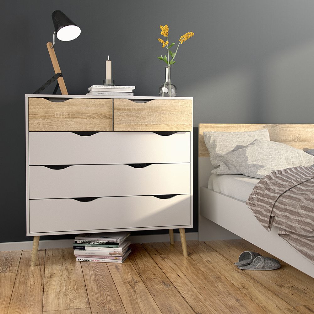 Oslo 3-Piece Bedroom Set with 2-Door Wardrobe – White & Oak – supplier image 7