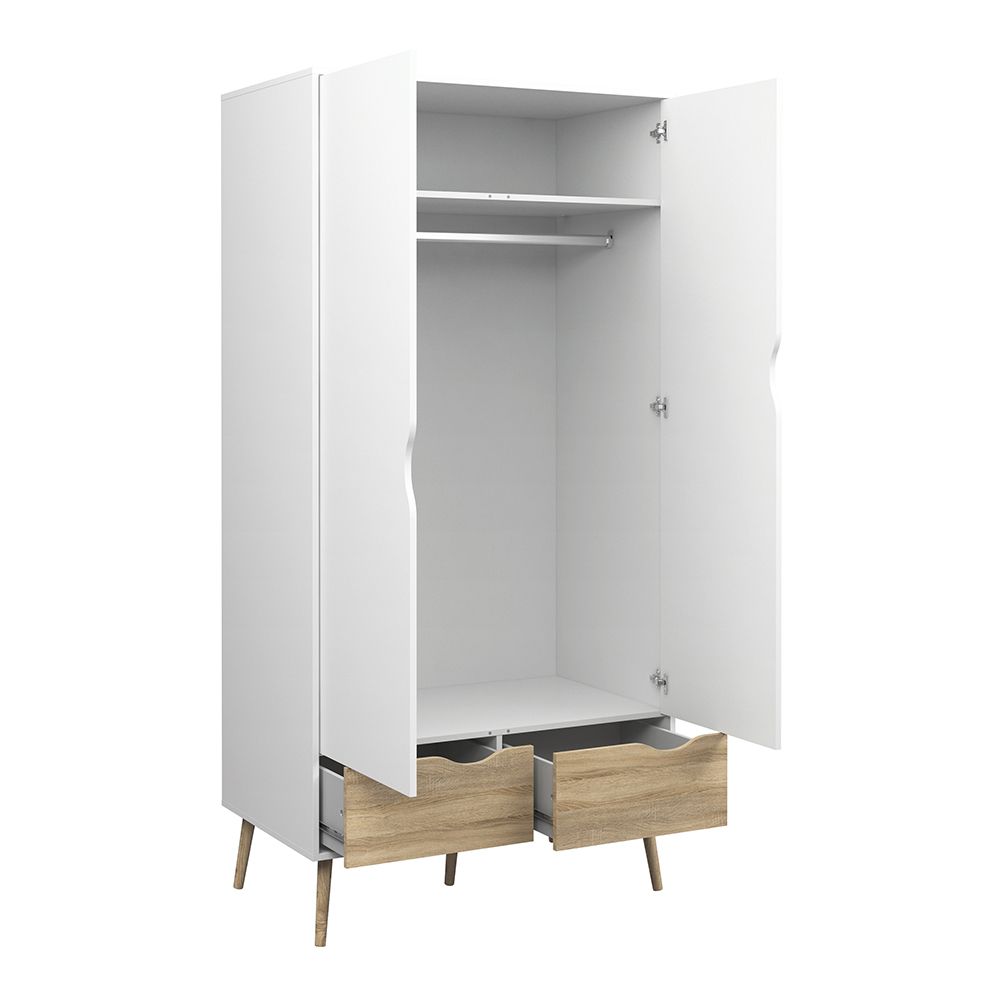 Oslo 3-Piece Bedroom Set with 2-Door Wardrobe – White & Oak – supplier image 9
