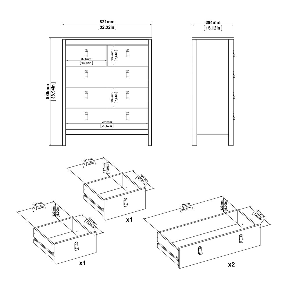 Barcelona 3-Piece Bedroom Set with 2-Door Wardrobe – White – supplier image 9