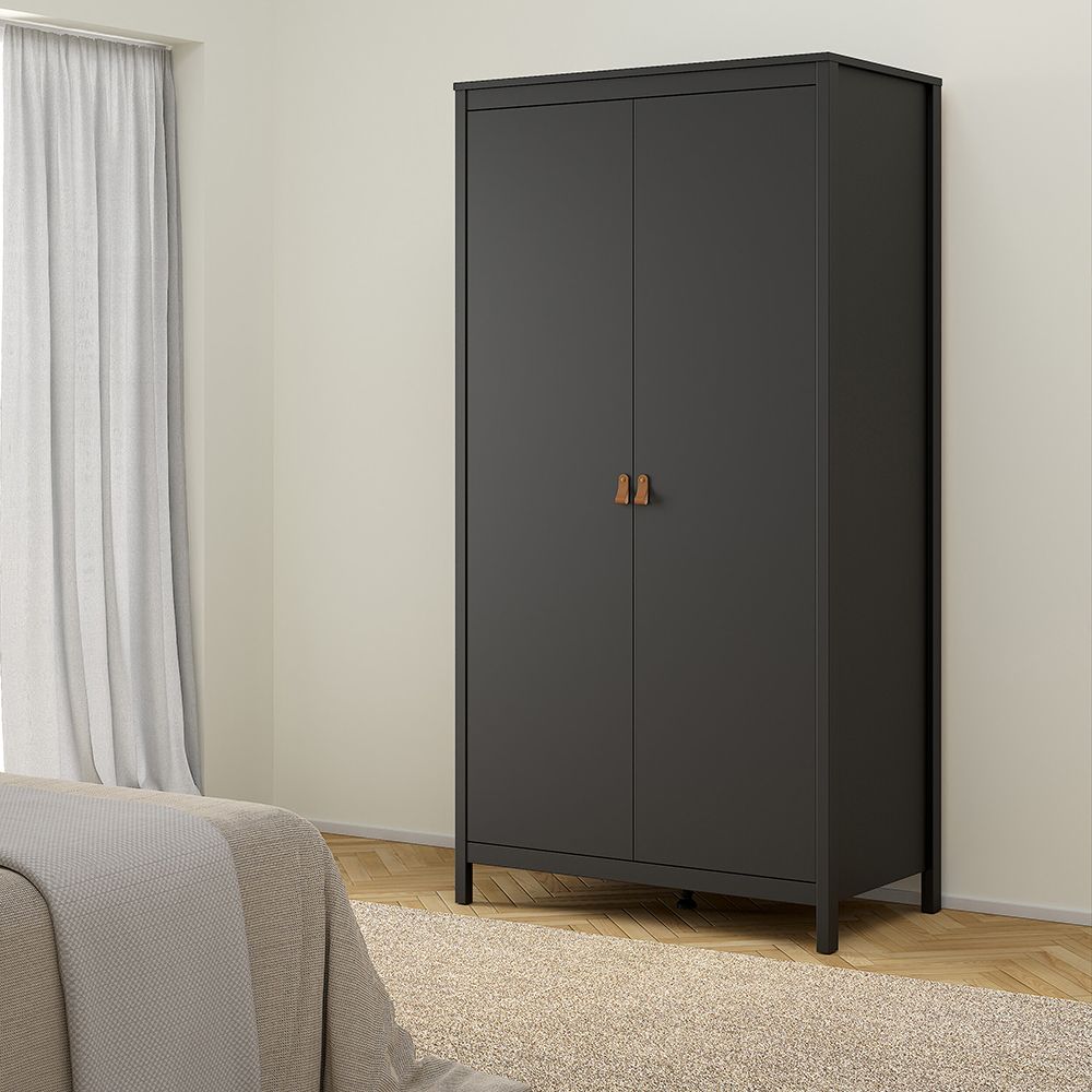 Barcelona 3-Piece Bedroom Set with 2-Door Wardrobe – Matt Black – supplier image 12