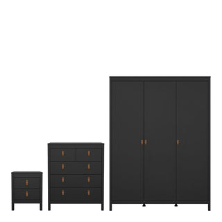 Barcelona 3-Piece Bedroom Set with 3-Door Wardrobe – Matt Black – supplier image 1