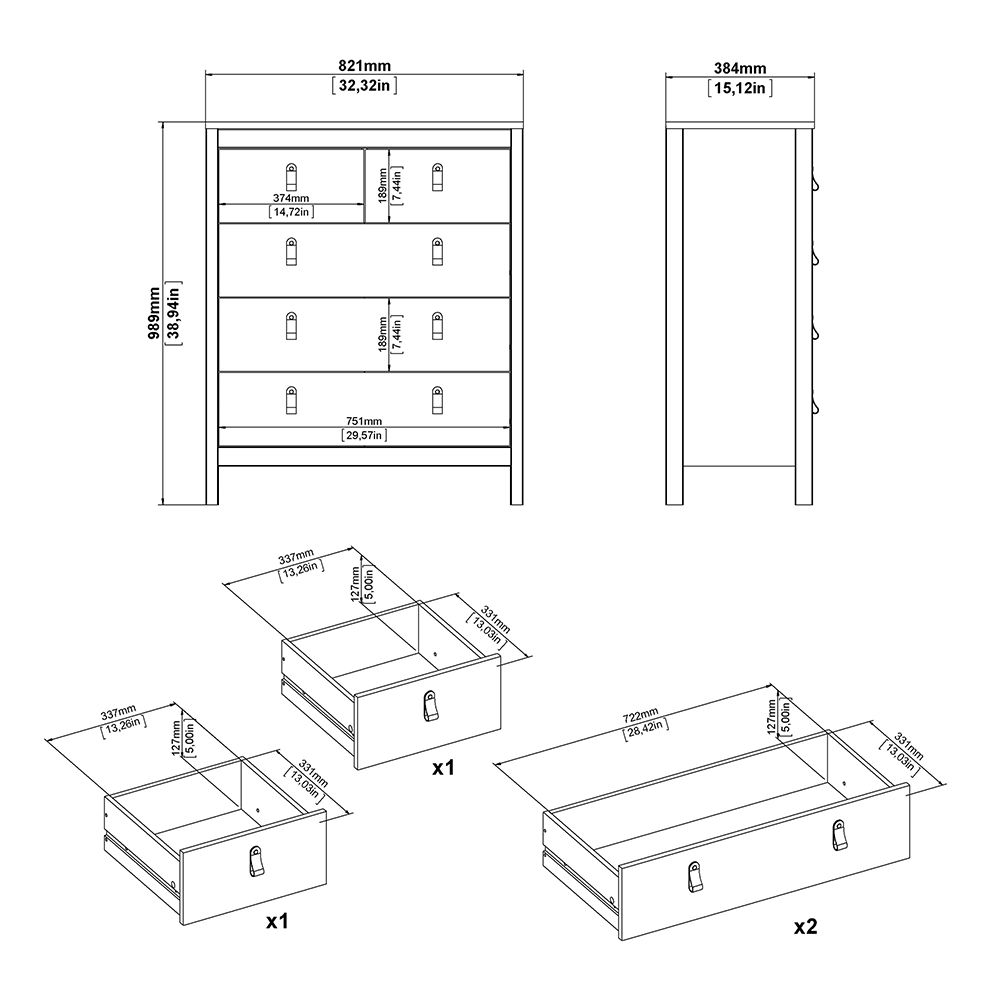Barcelona 3-Piece Bedroom Set with 3-Door Wardrobe – Matt Black – supplier image 9