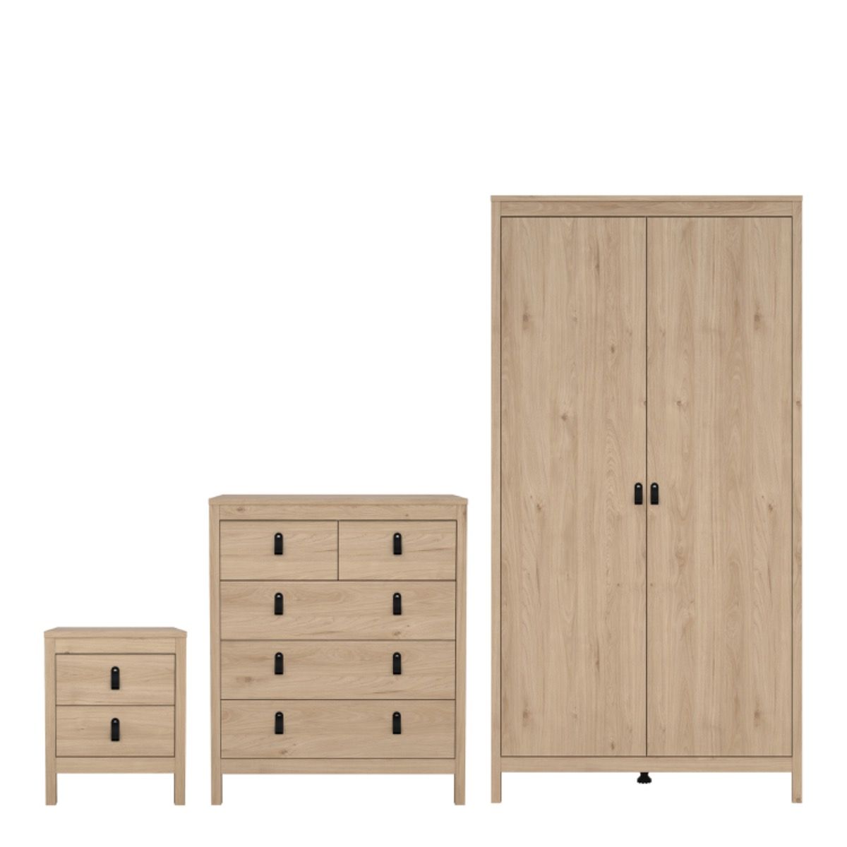 Barcelona 3-Piece Bedroom Set with 2-Door Wardrobe – Jackson Hickory Oak – supplier image 1