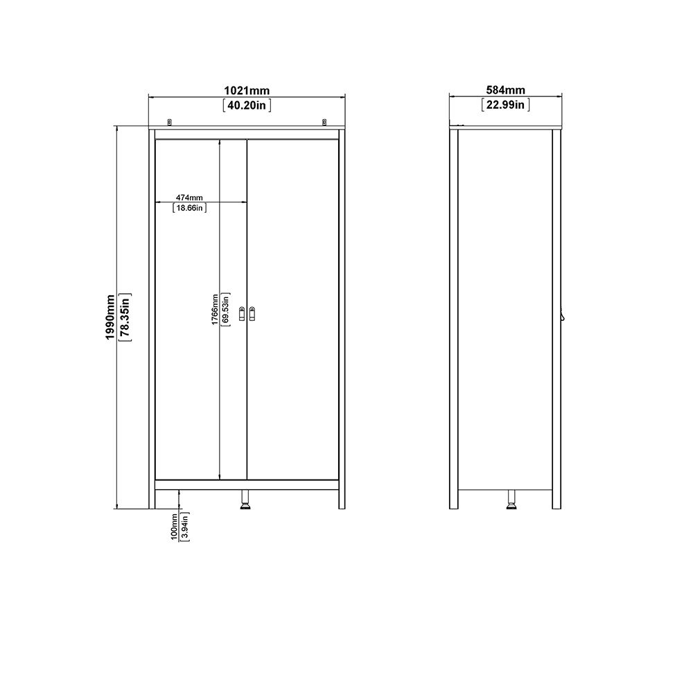 Barcelona 3-Piece Bedroom Set with 2-Door Wardrobe – Jackson Hickory Oak – supplier image 13