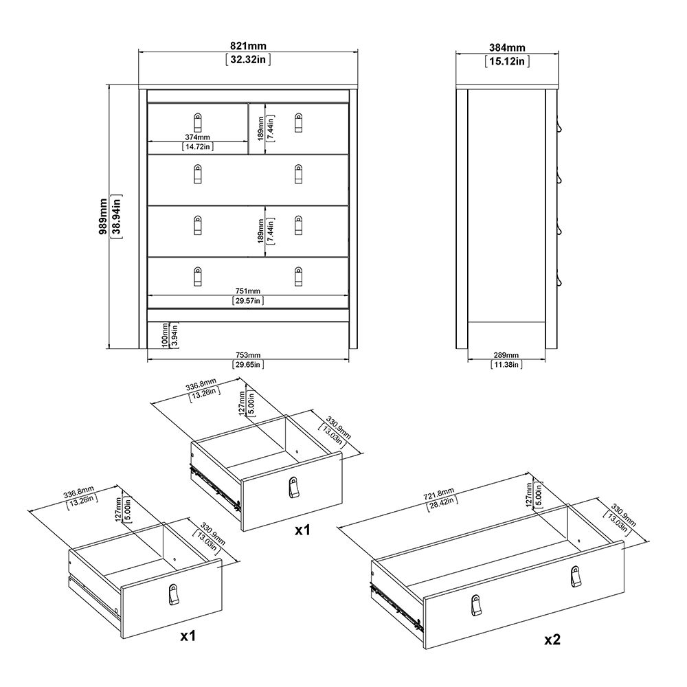 Madrid 3-Piece Bedroom Set with 2-Door Wardrobe – White – supplier image 9