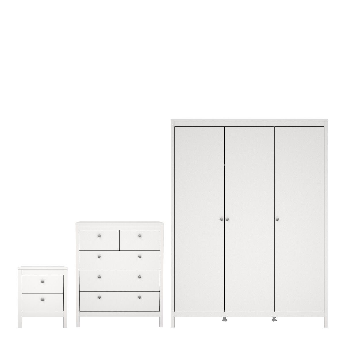 Madrid 3-Piece Bedroom Set with 3-Door Wardrobe – White – supplier image 1