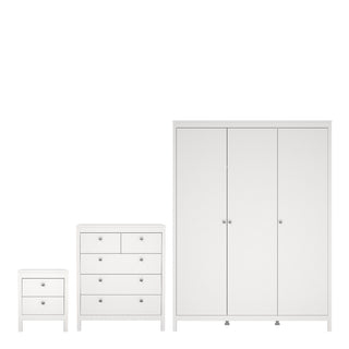 Madrid 3-Piece Bedroom Set with 3-Door Wardrobe – White – supplier image 1