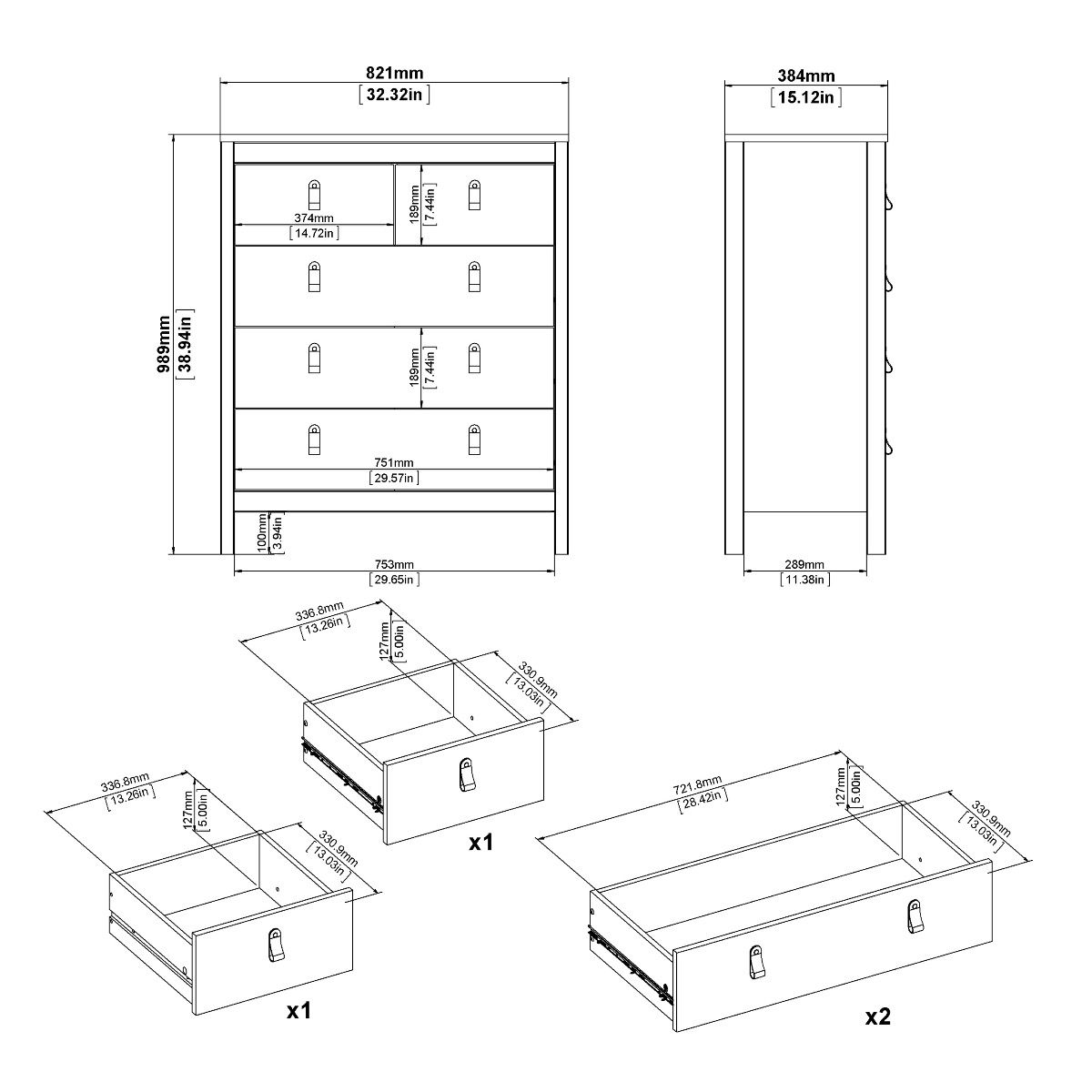 Madrid 3-Piece Bedroom Set with 3-Door Wardrobe – White – supplier image 9