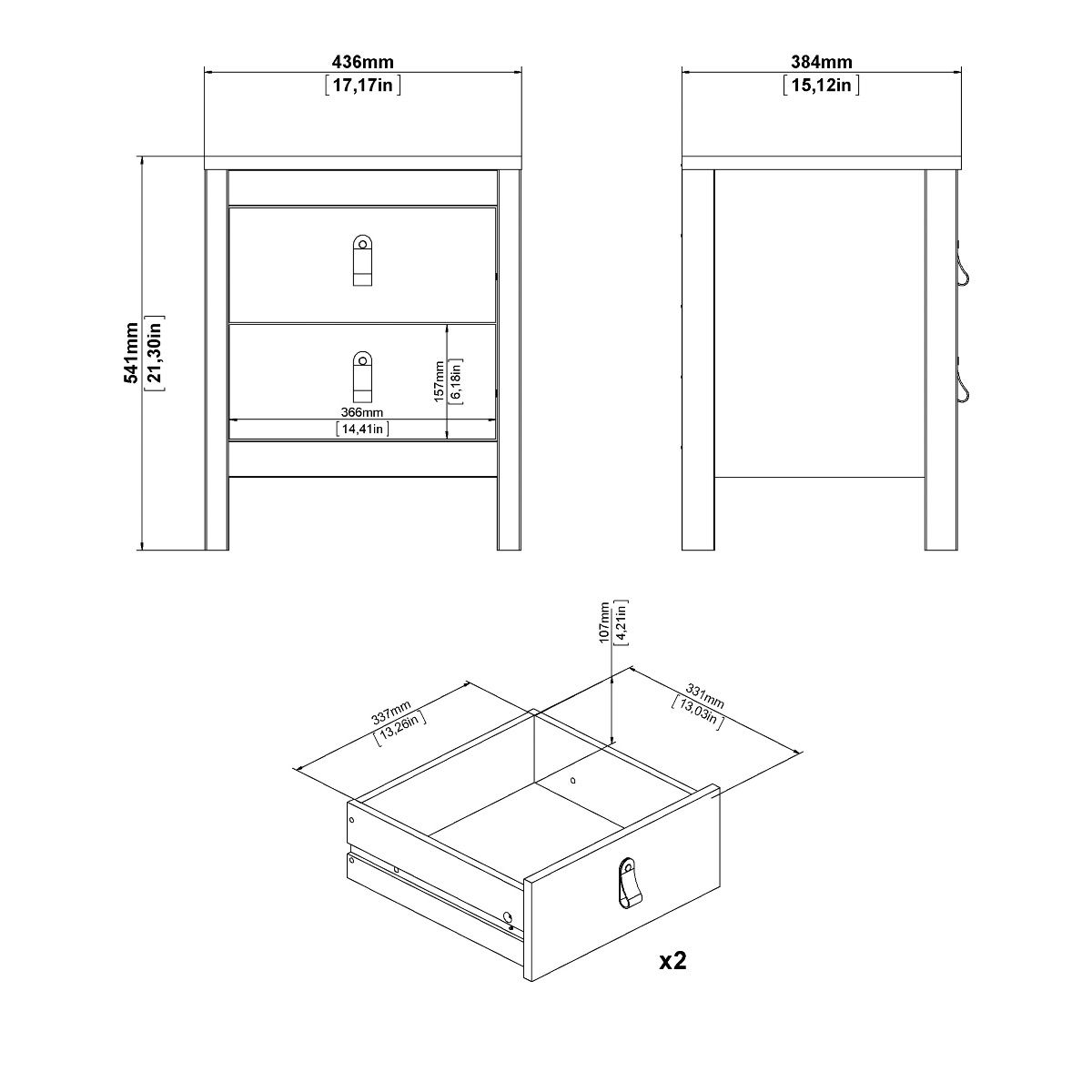 Madrid 3-Piece Bedroom Set with 2-Door Wardrobe – Matt Black – supplier image 5