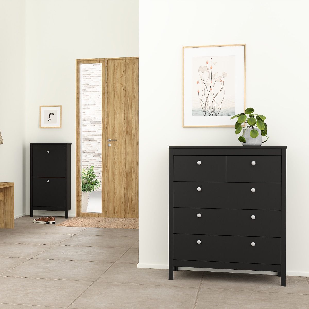 Madrid 3-Piece Bedroom Set with 2-Door Wardrobe – Matt Black – supplier image 8