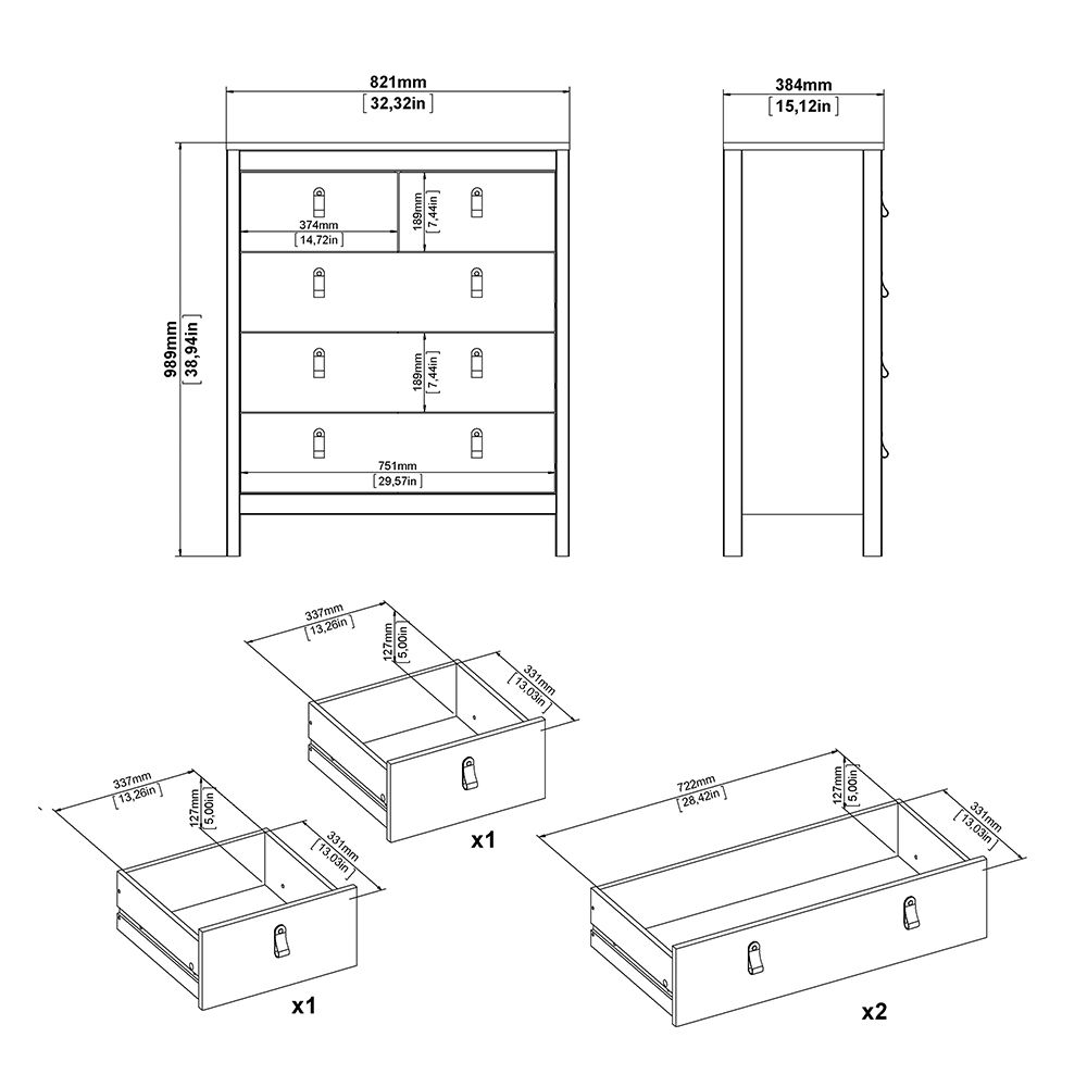 Madrid 3-Piece Bedroom Set with 2-Door Wardrobe – Matt Black – supplier image 9