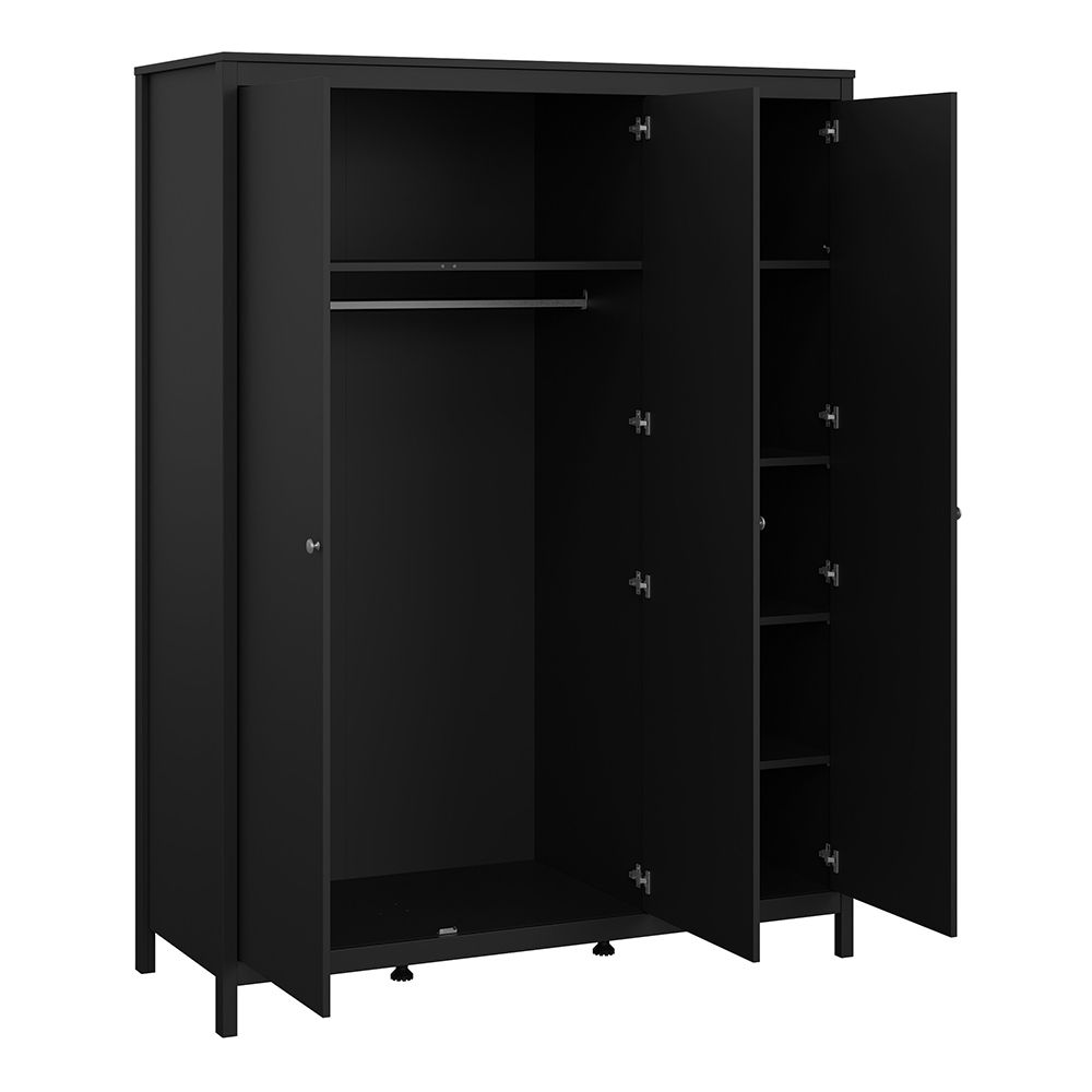 Madrid 3-Piece Bedroom Set with 3-Door Wardrobe – Matt Black – supplier image 11