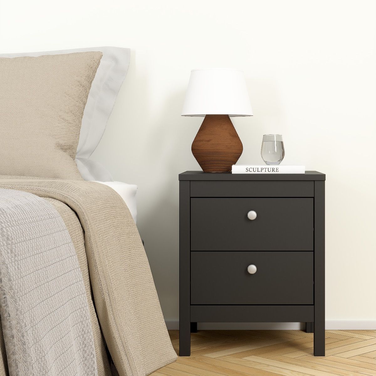 Madrid 3-Piece Bedroom Set with 3-Door Wardrobe – Matt Black – supplier image 4
