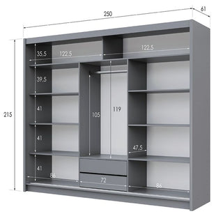 Sliding wardrobe in graphite grey with three doors