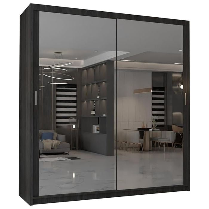 CHOICEWARDROBE Chicago II 2-door wenge sliding wardrobe with mirrored doors
