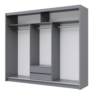 Sliding Wardrobe - TRAFFORD 3 Door Mirrored Wardrobe Graphite 250cm