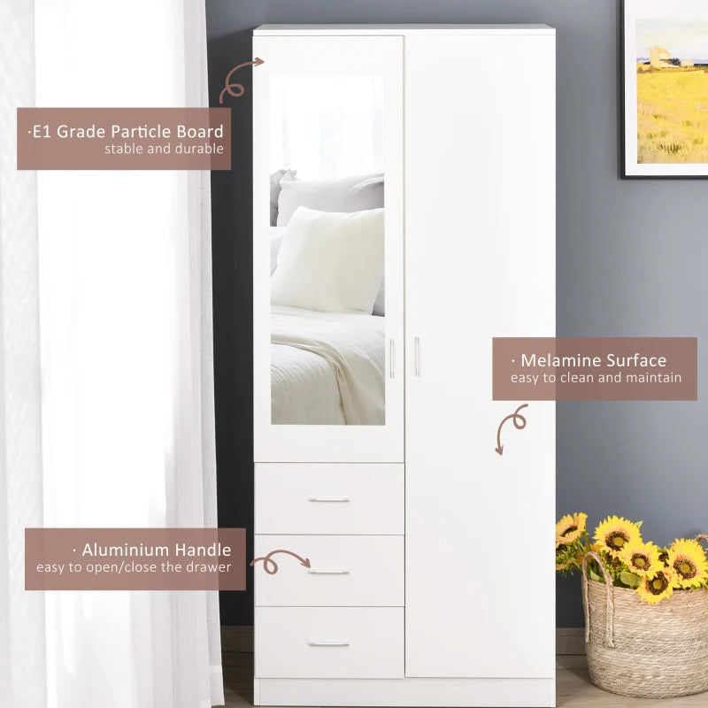 Elara white mirrored wardrobe product detail