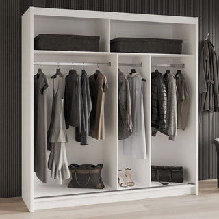 White 2-door sliding wardrobe with mirrored panels