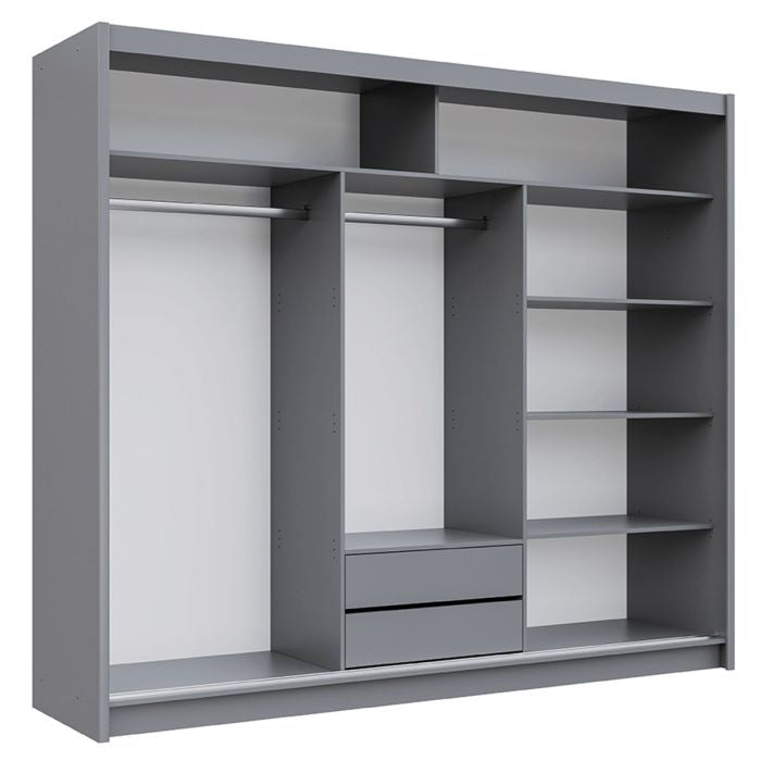 Trafford 250cm 3-Door Mirrored Sliding Wardrobe – Graphite – product image 11