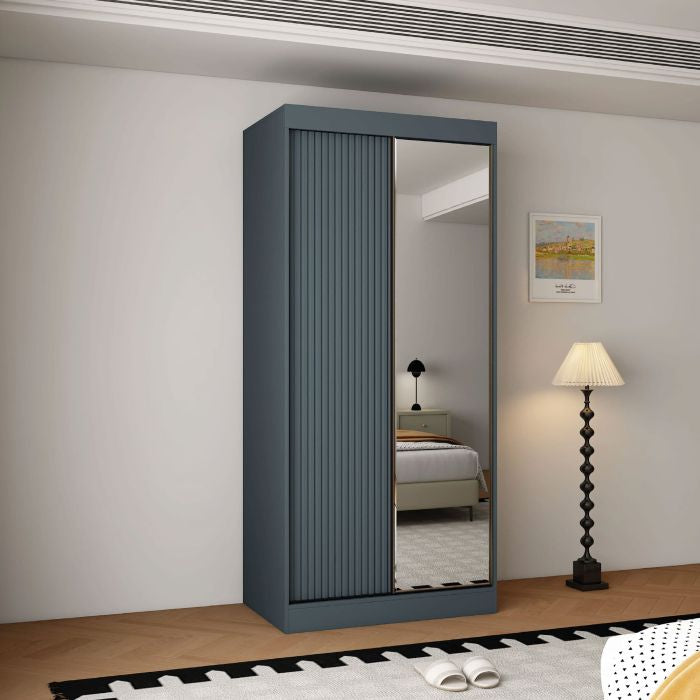 Vienna 2 100cm 2-Door Mirrored Sliding Wardrobe – Dark Grey – product image 2