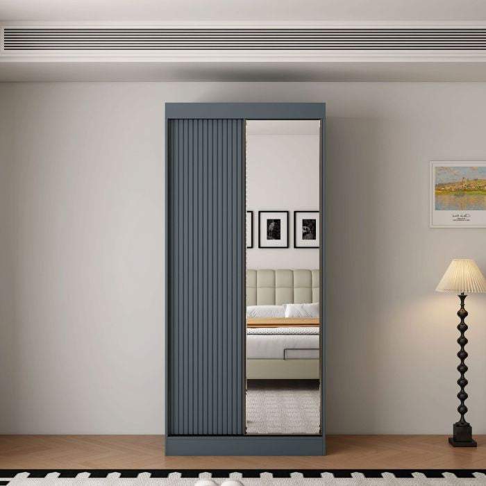 Vienna 2 100cm 2-Door Mirrored Sliding Wardrobe – Dark Grey – product image 3