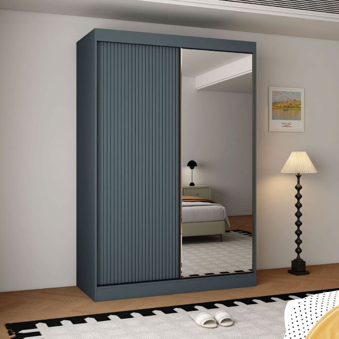 Vienna 2 150cm 2-Door Mirrored Sliding Wardrobe – Dark Grey – product image 3
