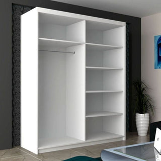 Sliding Wardrobe - INFINITE 2 Door Mirrored Wardrobe White - 150cm