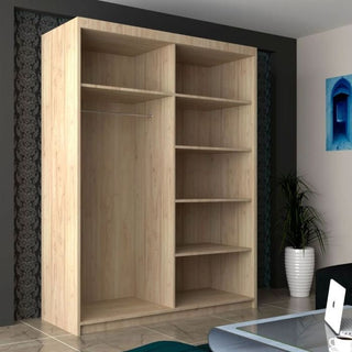 Sliding Wardrobe - INFINITE 2 Door Mirrored Wardrobe Oak - 150cm