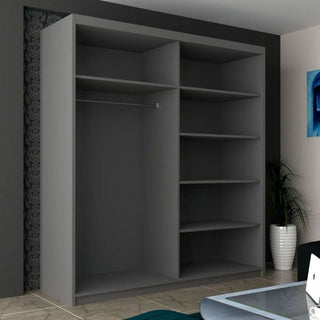 Sliding Wardrobe - INFINITE 2 Door Mirrored Wardrobe Grey - 150cm