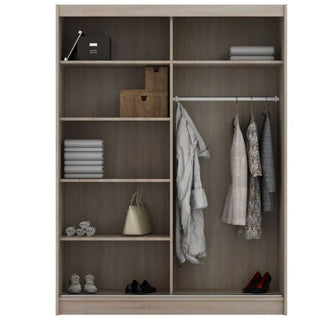 Sliding Wardrobe - INFINITE 2 Door Mirrored Wardrobe Grey - 150cm