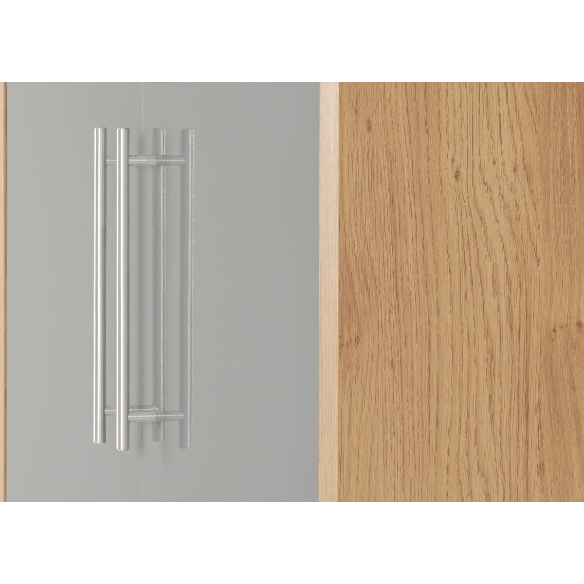 Samaira Gloss 2-Door Wardrobe with Effect Frame – Slim Modern Design, Hanging Rail & Shelf Storage – Grey – product image 4