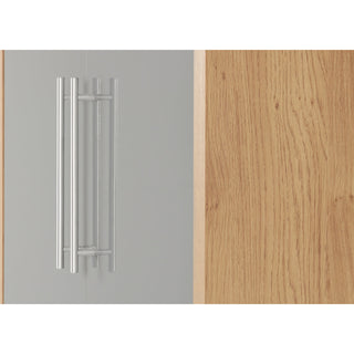 CHOICEWARDROBE Samaira Grey Gloss 2 Door Wardrobe with Oak Effect Frame – Slim Modern Design, Hanging Rail & Shelf Storage