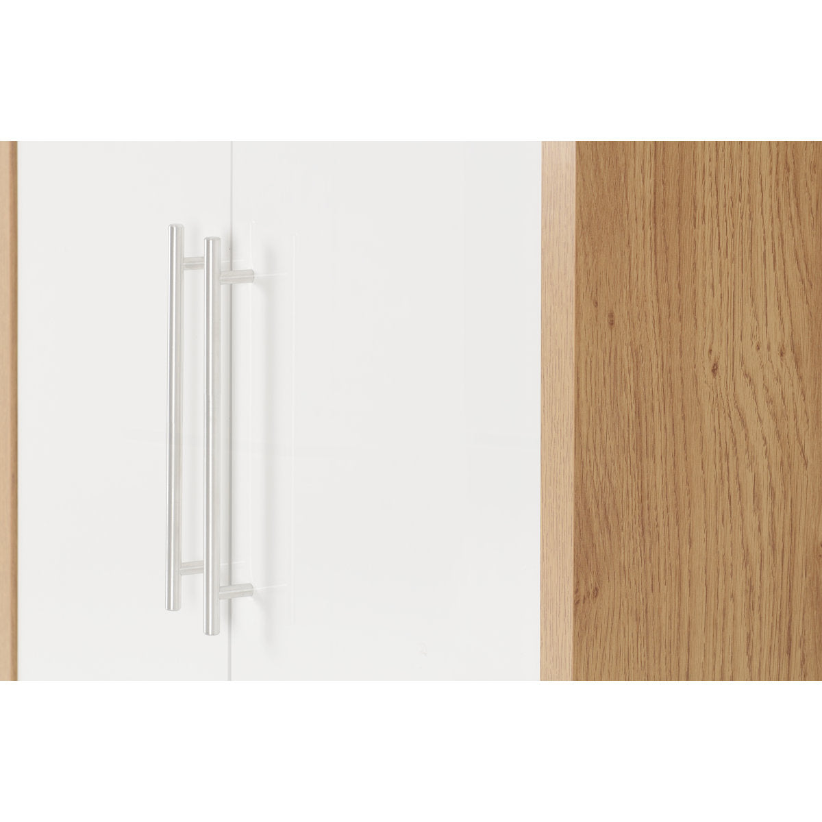 Samaira Gloss 2-Door Wardrobe with Effect Frame – Slim Modern Design, Hanging Rail & Shelf Storage – White – product image 7