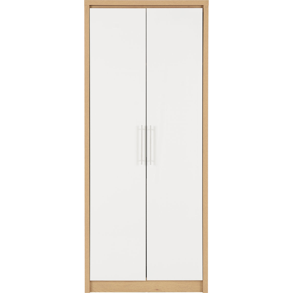 Samaira Gloss 2-Door Wardrobe with Effect Frame – Slim Modern Design, Hanging Rail & Shelf Storage – White – product image 9