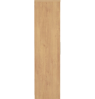 CHOICEWARDROBE Samaira White Gloss 2 Door Wardrobe with Oak Effect Frame – Slim Modern Design, Hanging Rail & Shelf Storage