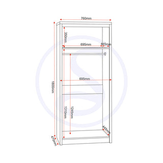 CHOICEWARDROBE Samaira White Gloss 2 Door Wardrobe with Oak Effect Frame – Slim Modern Design, Hanging Rail & Shelf Storage