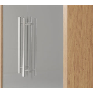 CHOICEWARDROBE Samaira 2 Door 1 Drawer Wardrobe – 76 cm, Grey Gloss Front with Oak Effect Frame, Compact Bedroom Storage