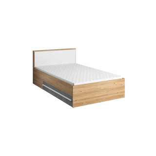 CHOICEWARDROBE Peoria Sonoma Oak & White Small Double Bed with Storage Drawers – EU Size 120cm
