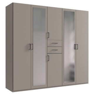 Wardrobe - DOCKER 5 Door Mirrored Wardrobe Grey 225cm
