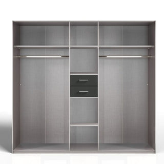 Wardrobe - DOCKER 5 Door Mirrored Wardrobe Grey 225cm