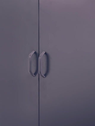 CHOICEWARDROBE Ruston Grey Metal Locker Wardrobe – 2 Door | Shelves + Hanging Rail | Industrial Storage Cabinet