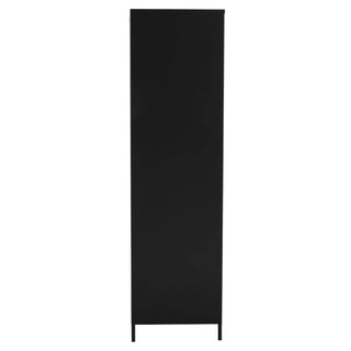 CHOICEWARDROBE Ruston Black Metal Locker Wardrobe – 2 Door | Shelves + Hanging Rail | Industrial Storage Cabinet