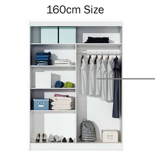 Sliding Wardrobe - DEXTER 2 Door Mirrored Wardrobe White 160cm