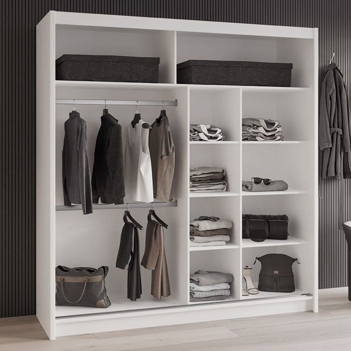 Dexter 203cm 2-Door Mirrored Sliding Wardrobe – White – product image 6