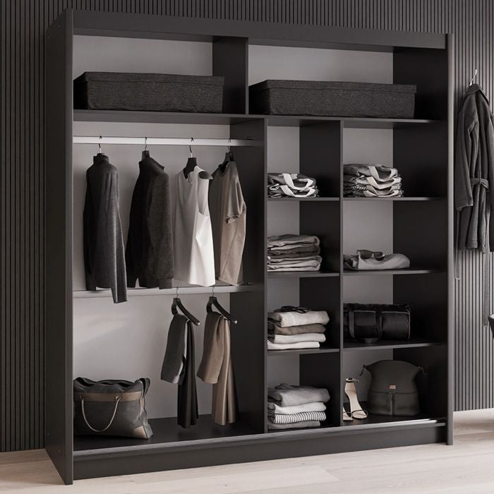 Dexter 203cm 2-Door Mirrored Sliding Wardrobe – Black – product image 7