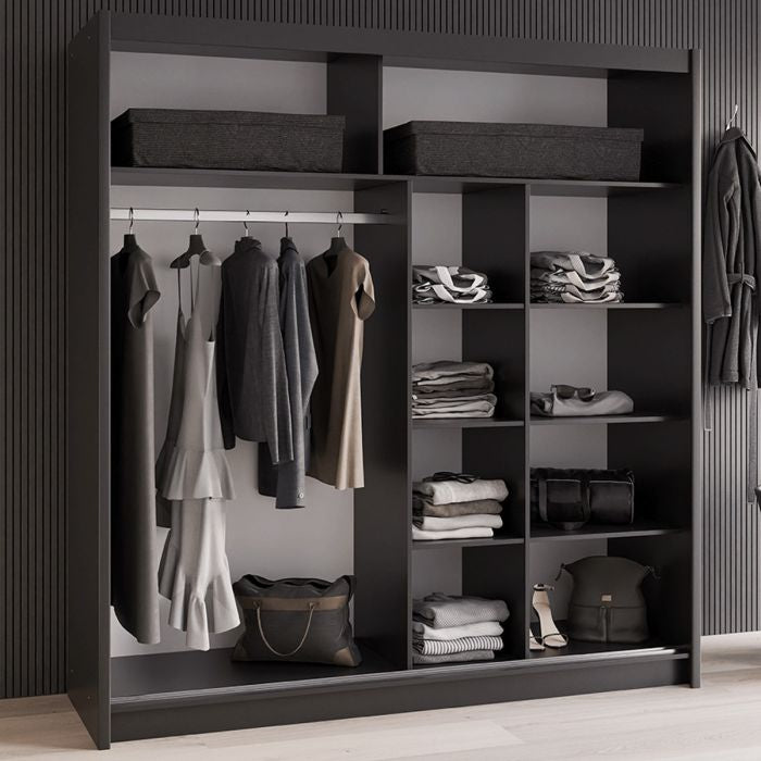 Dexter 203cm 2-Door Mirrored Sliding Wardrobe – Black – product image 8