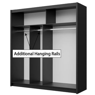 Sliding Wardrobe - DEXTER 2 Door Mirrored Wardrobe Black 203cm